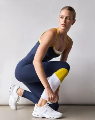 Carbon38 — navy colourblock legging set